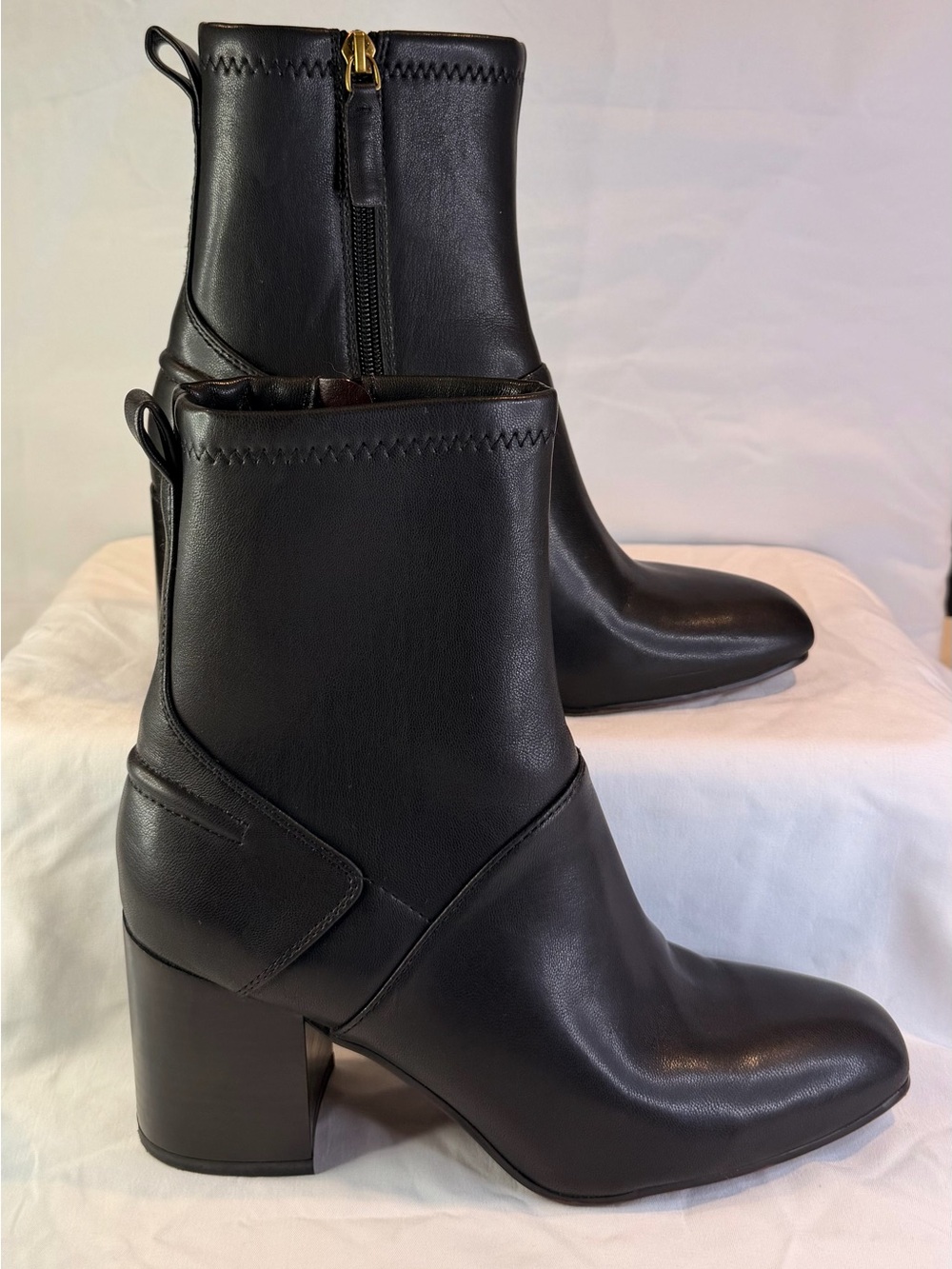 Franco Sarto Talfer Black Faux Leather Square Toe Ankle Booties
